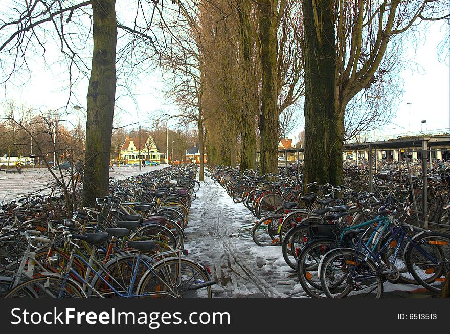 Parking of bicycles in the station of trains, Bruges (Belgium). Parking of bicycles in the station of trains, Bruges (Belgium)