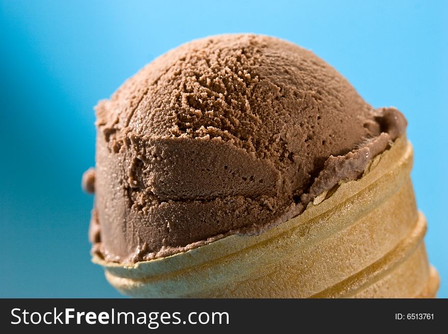 Food series: chocolate ice cream over blue