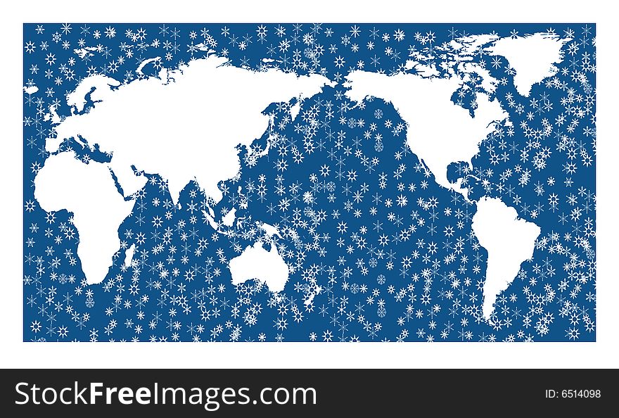 World illustration.globe illustrations. snowing on world. World illustration.globe illustrations. snowing on world