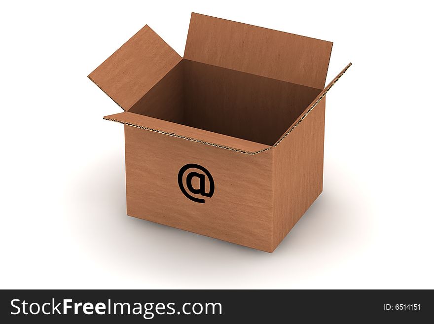 Empty cardboard with email symbol