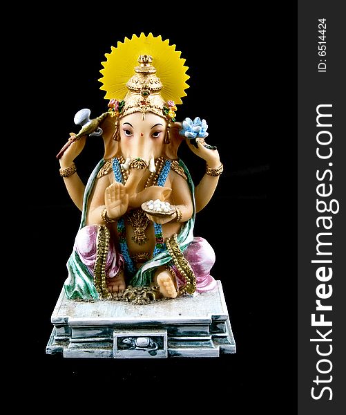 Icon of Lord Ganesh on a black background