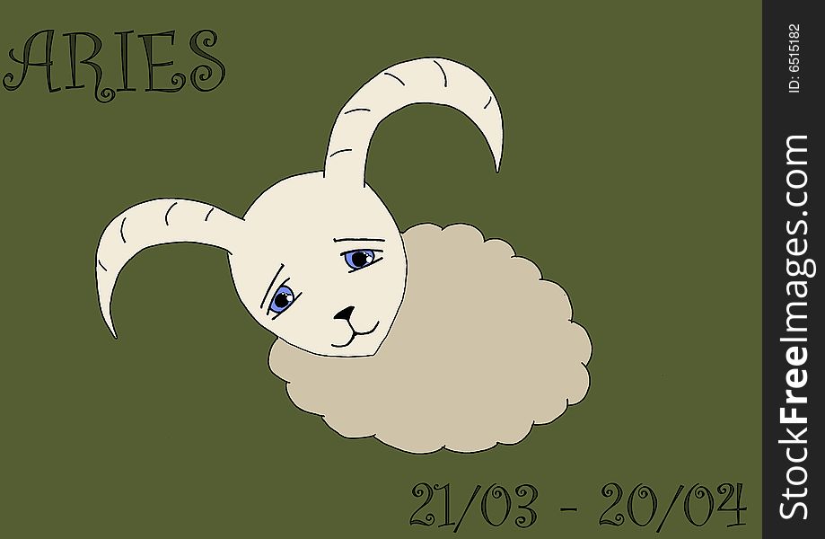 A series of illustrations that represents the zodiacal sign. the first one is represented by this aries and its very sweet expression.