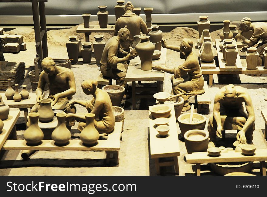 Ancient workshop of chinaware making. Ancient workshop of chinaware making