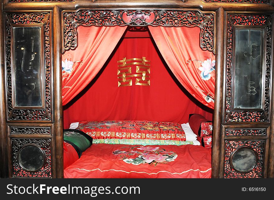 Chinese ancient furniture, ancient bed for newly-married