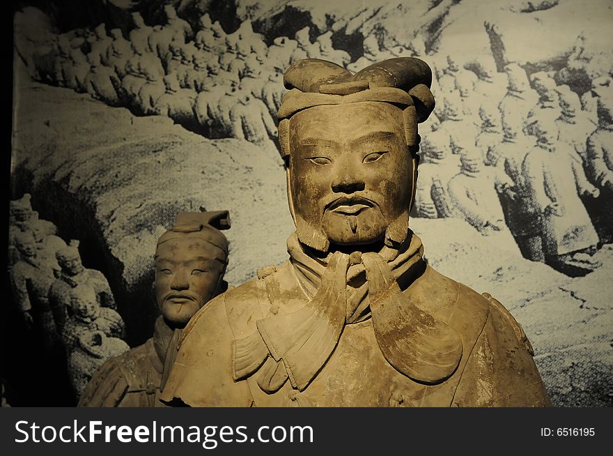 Warrior sculpture of Qin dynasty, famous sculpture of qinshihuang military forces. Warrior sculpture of Qin dynasty, famous sculpture of qinshihuang military forces