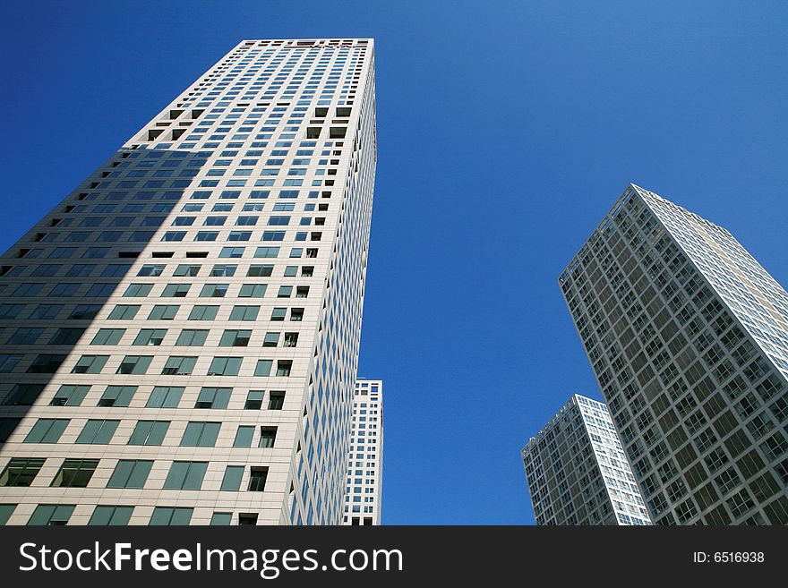 Modern skyscrapers at wide angle in beijing china