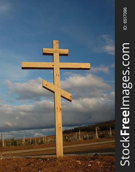 Cross in memory of Crimean War near Alma river. Crimea,Ukraine. Cross in memory of Crimean War near Alma river. Crimea,Ukraine