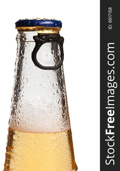Beer bottle, neck with a cap, isolated. Beer bottle, neck with a cap, isolated