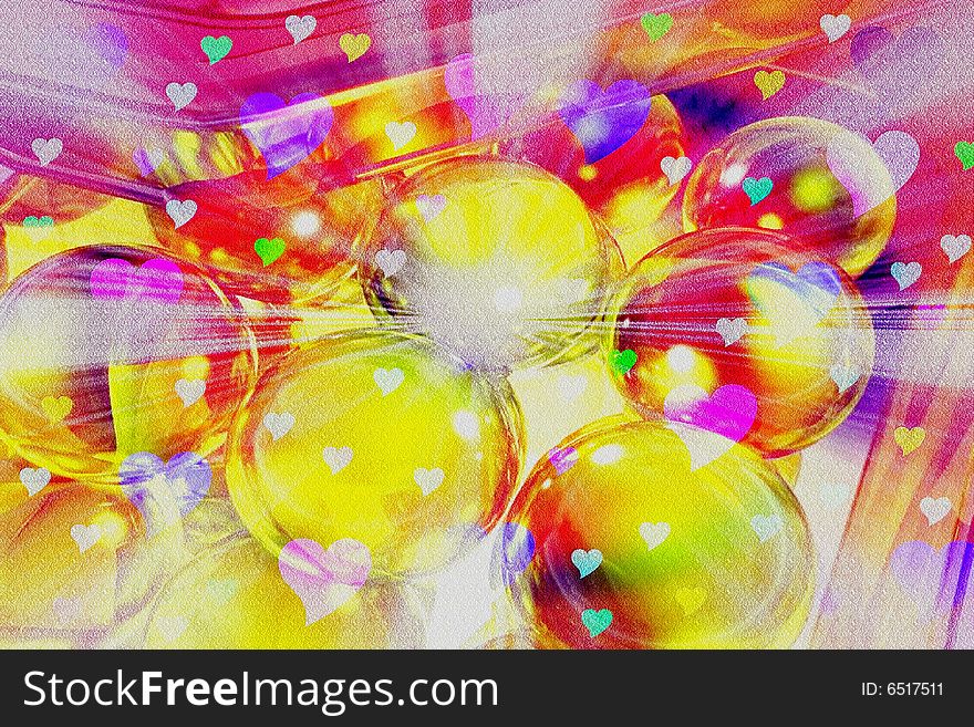 A wonderful background full of abstract bubbles in a multicolor world of hearts. A wonderful background full of abstract bubbles in a multicolor world of hearts