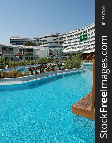 Swimming pool of modern turkish hotel