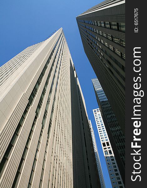 Modern skyscrapers at wide angle