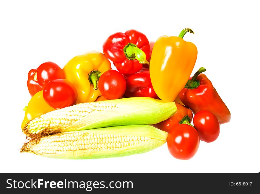 Multicolored vegetables isolated on white background. Multicolored vegetables isolated on white background