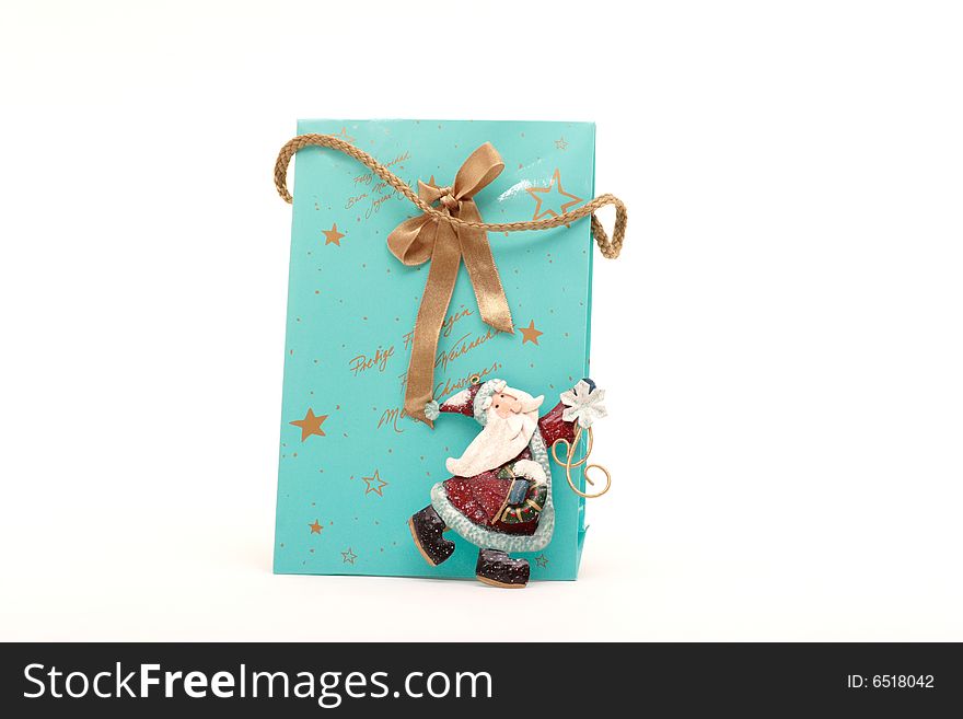 Christmas bag with ribbon and decoration