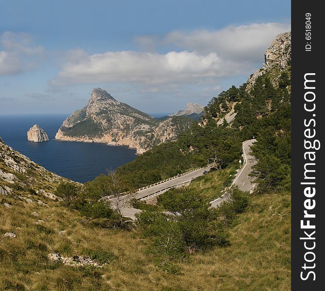 Cabo Formentor with a serpentine road (Mallorca, S