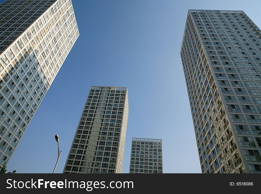 Modern skyscrapers at wide angle