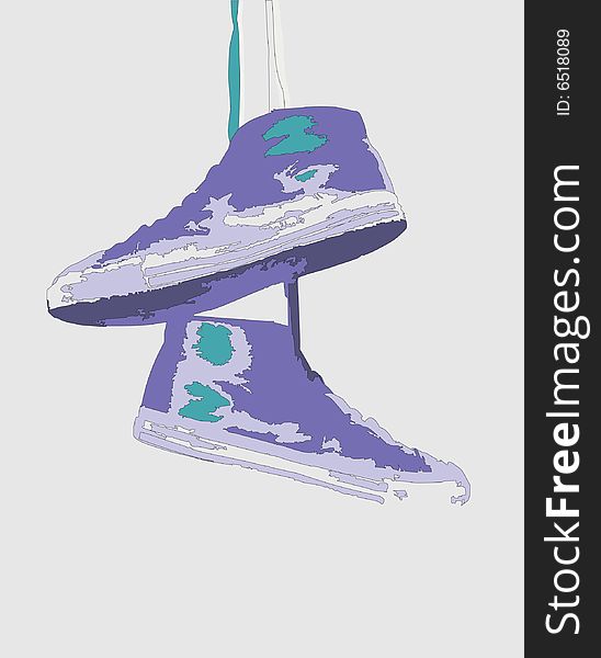 Boots weighing on laces1.Vector illustration.