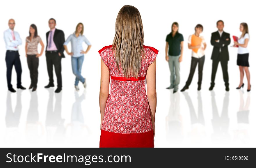 Young business team on white background. Young business team on white background