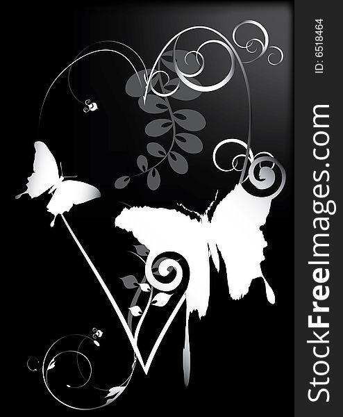 Decorative butterfly on black background