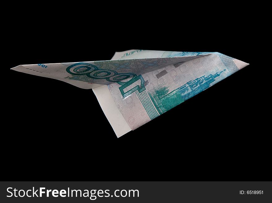 Plane made of the Russian banknote. Plane made of the Russian banknote
