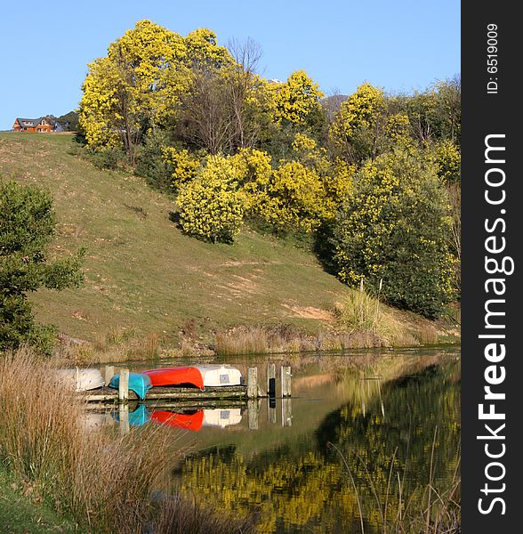 Colourful Canoes In Victoria, Aust