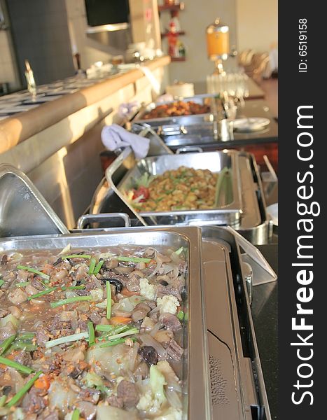 Food on chafing dish at buffet restaurant. Food on chafing dish at buffet restaurant