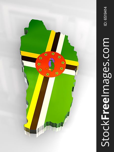 3d made map flag of Dominica. 3d made map flag of Dominica