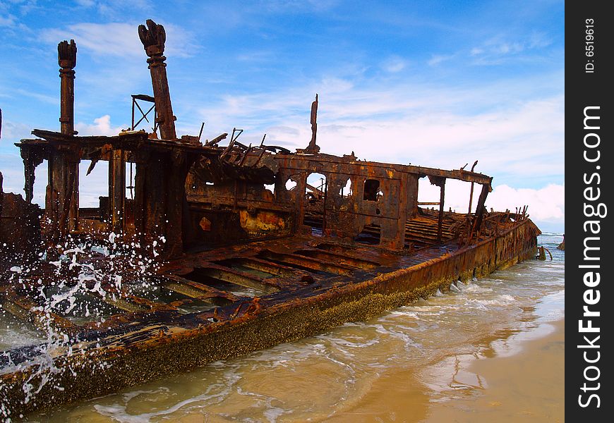 The Maheno wreck on Fraser Island, worlds largest sand Island (Australia)