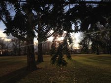 Park With Dark Cloudy Sunset Sky During Rain In Winter. Royalty Free Stock Photo Park With Dark Cloudy Sunset Sky During Rain In Winter. Royalty Free Stock Photo