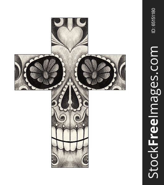 Art skull cross day of the dead.