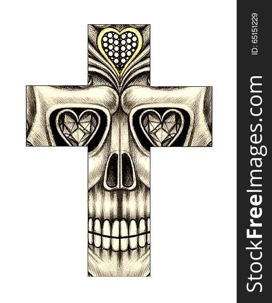 Art skull cross day of the dead.