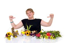 Young Girl Arranging Flowers Stock Images Young Girl Arranging Flowers Stock Images