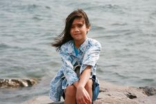 Nine Year Old Girl Sitting By Lake Royalty Free Stock Photos Nine Year Old Girl Sitting By Lake Royalty Free Stock Photos