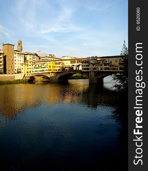 A good landscape of Ponte Vecchio in Florence . Italy