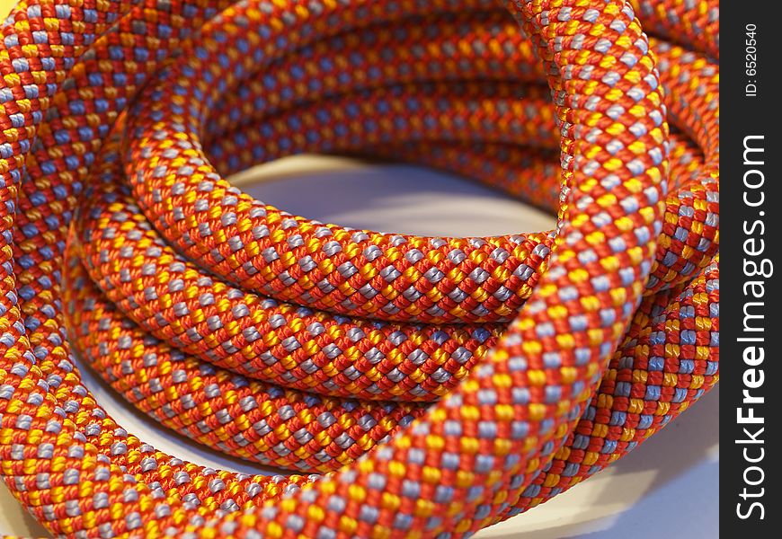 Orange climbing rope slings detail