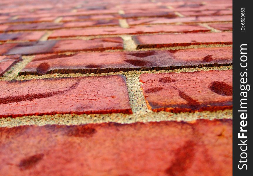 A red brick wall shot with a perspective point of view. A red brick wall shot with a perspective point of view