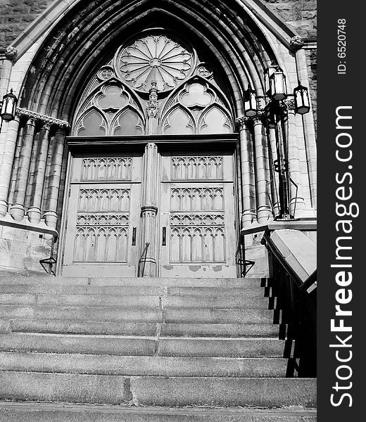 Church Doors B/W