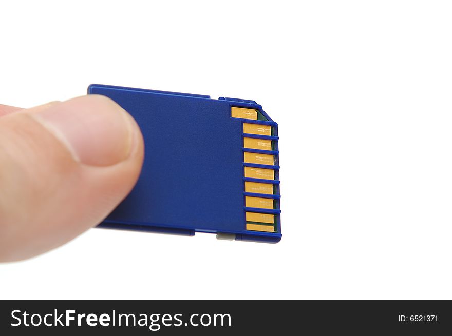 Memory cards on white background