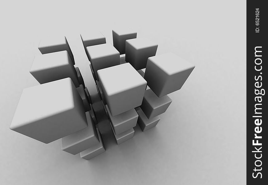 3d cubes in cubic arranges in white background