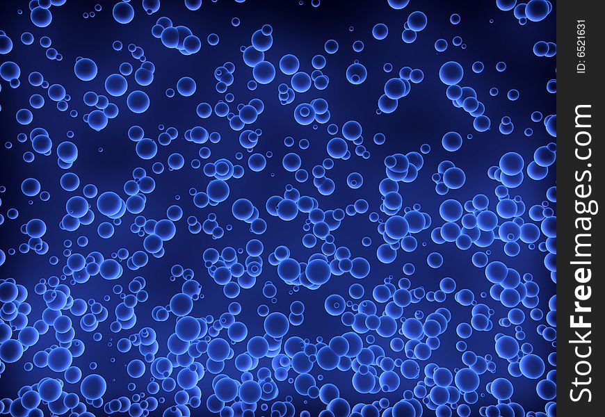 Lots of blue bubbles in dark background