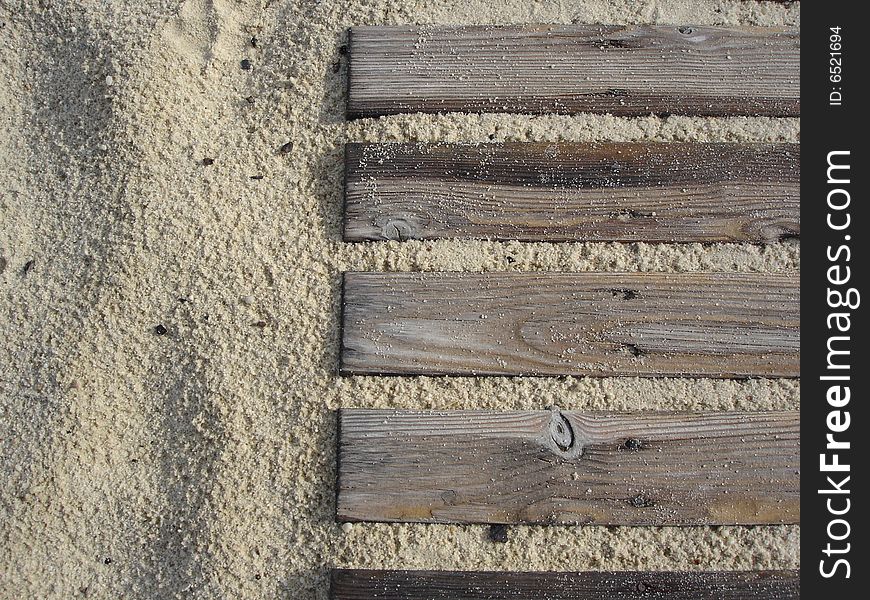Wooden gangway to the  beach