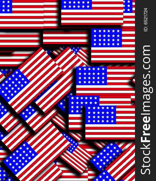 A background made out of many American flags.