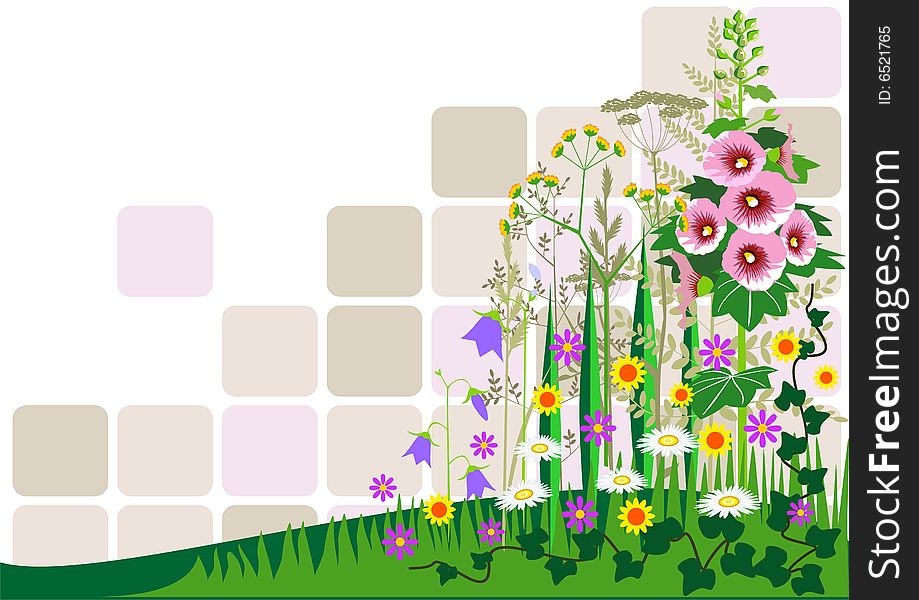 Floral Background With Meadow