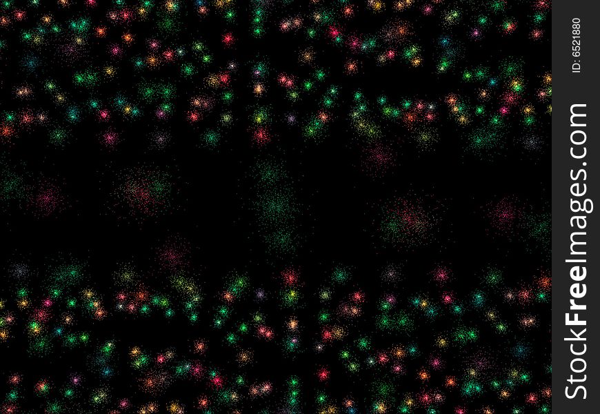 Lots of colorful spherical particles in black background
