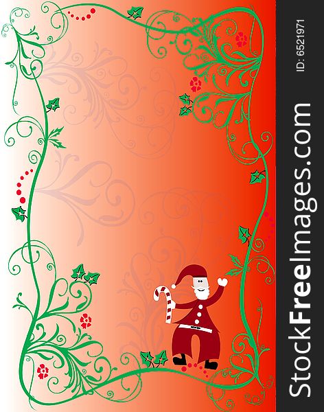 Drawing a floral border christmas on the red background