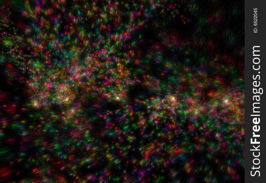 Lots of colorful particles emissions in black background