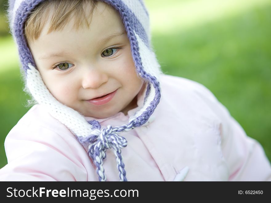 Portrait of sweet baby girl in park. Portrait of sweet baby girl in park