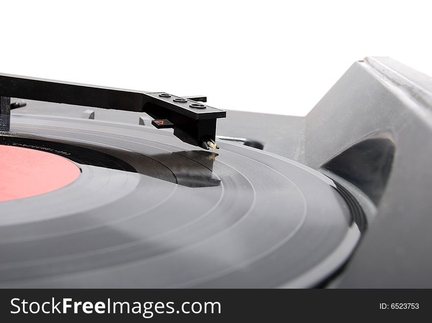 Black old gramophone with plate. Black old gramophone with plate