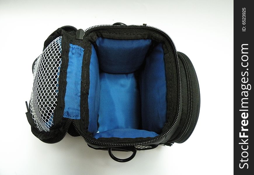Black color camera case ,inside is blue color.