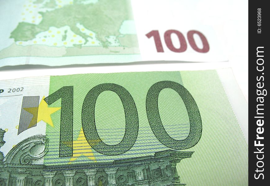 Close-up picture of front and back of hundred euro. Close-up picture of front and back of hundred euro