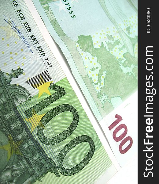 A close up picture of a hundred euro banknote. A close up picture of a hundred euro banknote